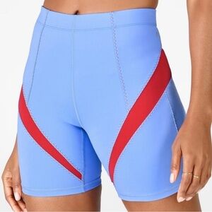 Fabletics High Waisted Motion 365 Shorts 6” Size S Blue and Red